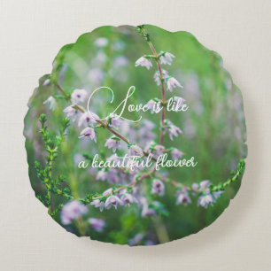 Delicate purple wildflowers round pillow