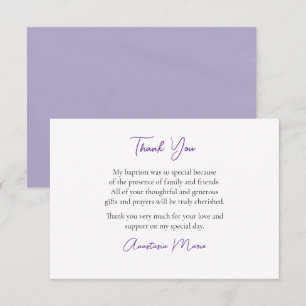 Delicate Purple Wildflowers Wreath Baptism  Thank You Card