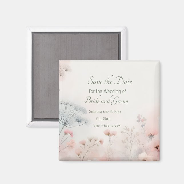 Delicate Queen Anne's Lace Save the Date Magnet (Recto/Verso)