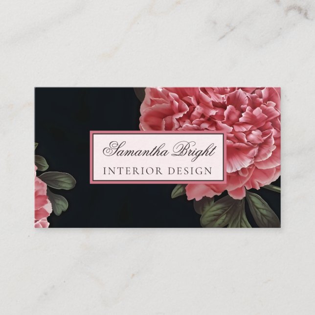 Delicate Red Flower Classy Business Card (Front)