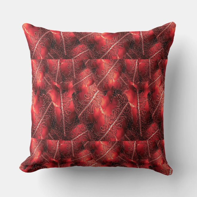 Delicate Red Throw Pillow (Front)