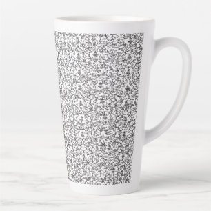 Delicate, repeating light gray floral pattern on a latte mug