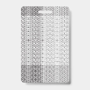 Delicate, repeating light grey floral pattern on a badge