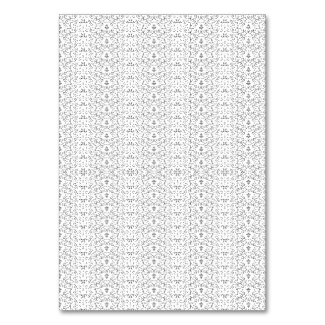 Delicate, repeating light grey floral pattern on a table number (Front)