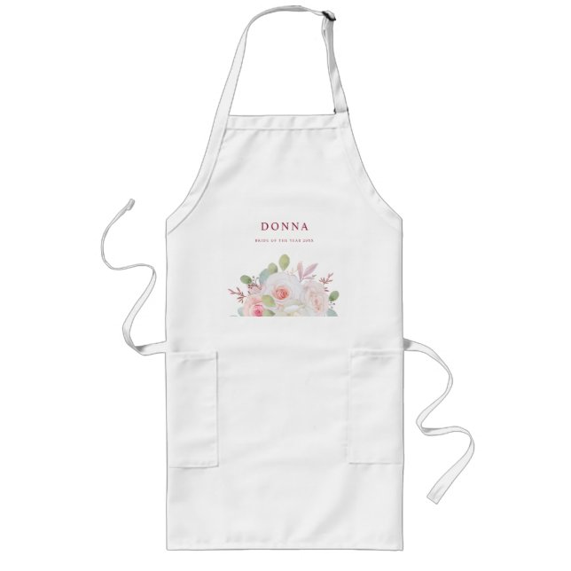 Delicate & Romantic Floral Bouquet in Pink for Her Long Apron (Front)