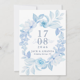 Delicate Romantic Floral Wedding Save the date Invitation