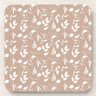 Delicate romantic silhouette florals taupe mocha coaster