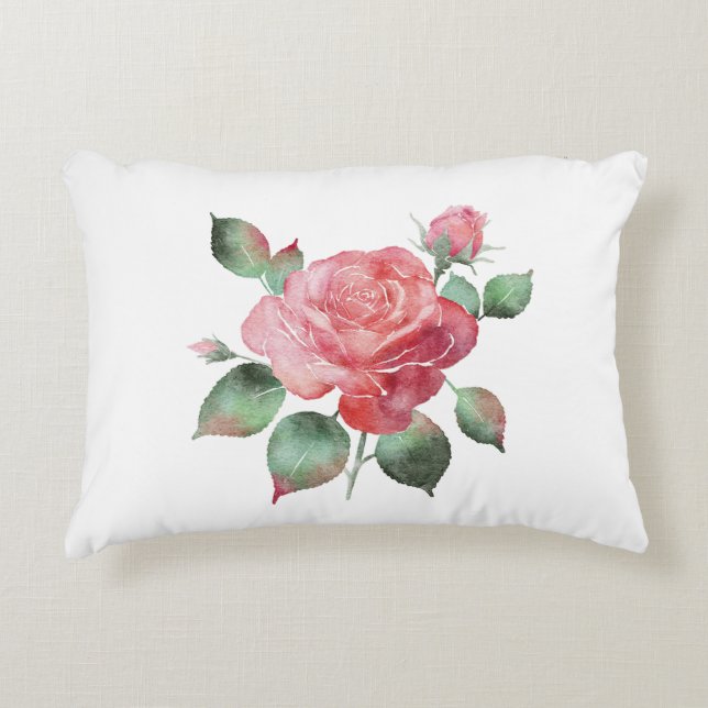 Delicate Rose Accent Pillow (Front)