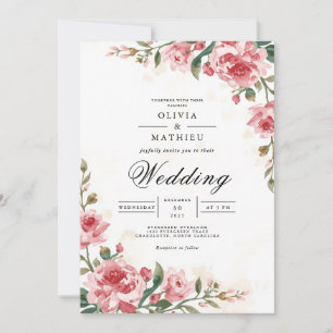 Delicate Rose Blossom Arch Wedding Invitation
