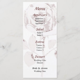 Delicate Rose Cutout Wedding Menu