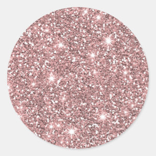Delicate Rose Elegant Glamourous Faux Glitter Classic Round Sticker