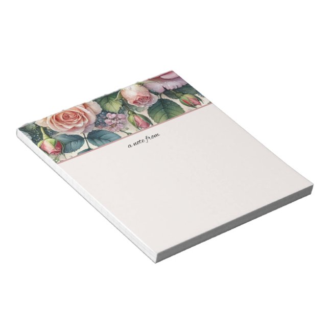 Delicate Rose Floral Notes From Notepad (Angled)
