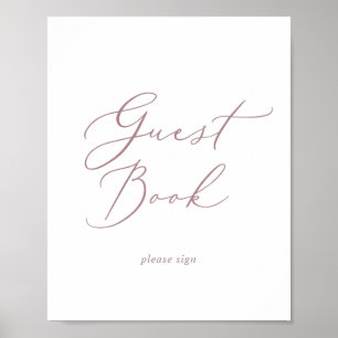 Delicate Rose Gold Calligraphy Guest Book Sign