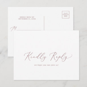 Delicate Rose Gold Calligraphy Song RSVP Postcard