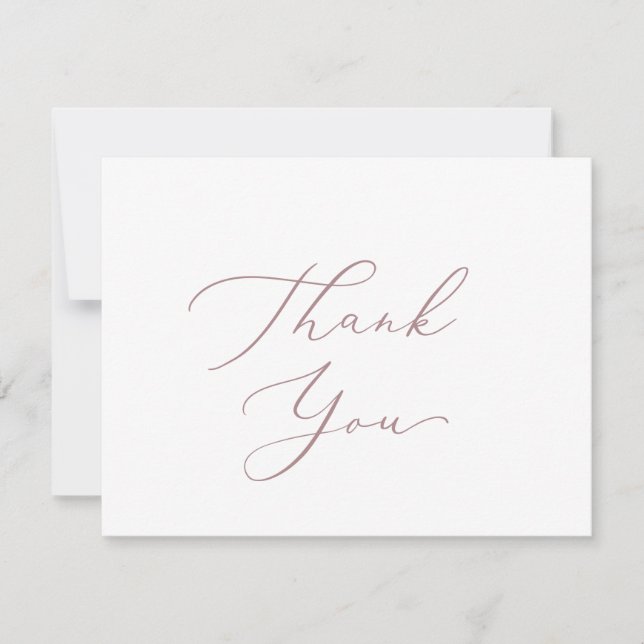 Delicate Rose Gold Calligraphy Thank You Card (Front)