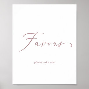 Delicate Rose Gold Calligraphy Wedding Favours Sig Poster