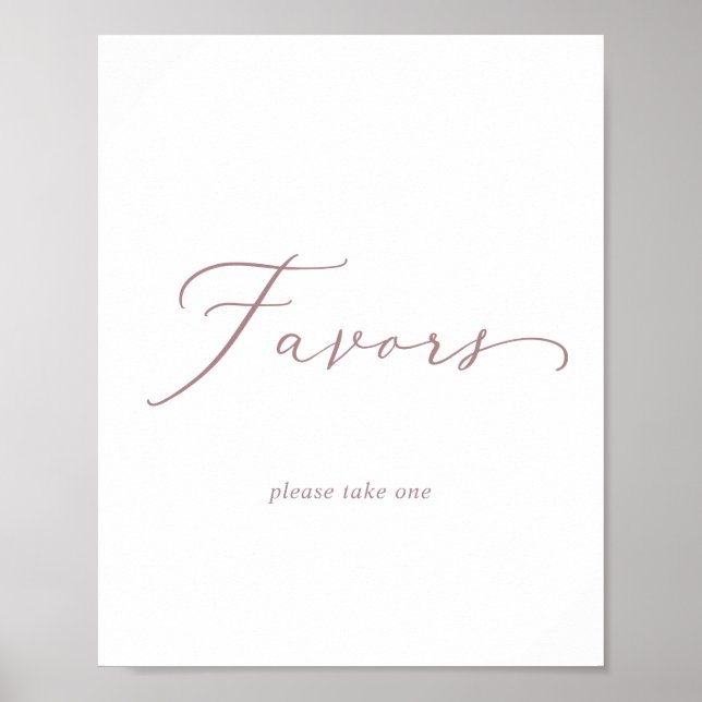 Delicate Rose Gold Calligraphy Wedding Favours Sig Poster (Front)