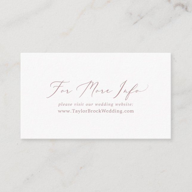 Delicate Rose Gold Calligraphy Wedding Website Enclosure Card (Front)