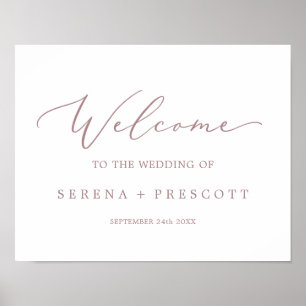 Delicate Rose Gold Calligraphy Wedding Welcome Poster