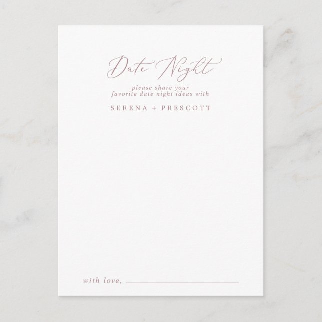 Delicate Rose Gold Date Night Idea Cards (Front)