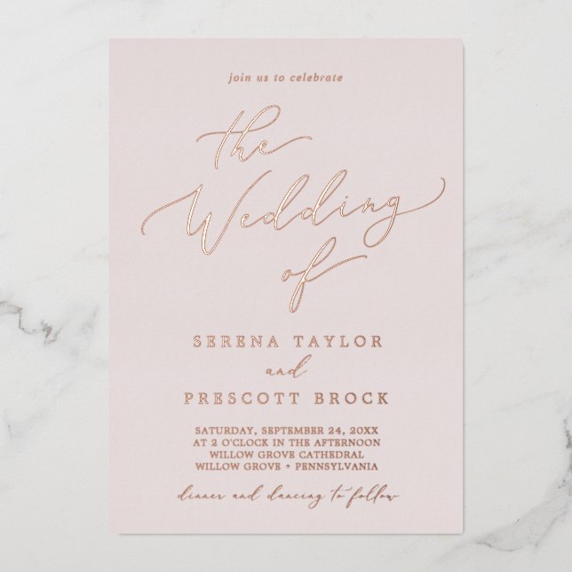 Delicate Rose Gold Foil | Blush The Wedding Of Foi (Front)