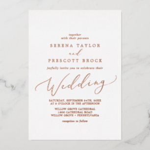 Delicate Rose Gold Foil Calligraphy Wedding
