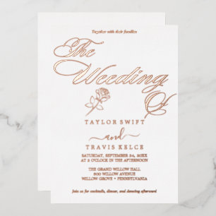 Delicate Rose Gold Foil Calligraphy Wedding 