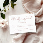Delicate Rose Gold Foil Script Wedding RSVP Card<br><div class="desc">Transform your wedding day into a celebration of sophistication and elegance with our stunning rose gold calligraphy modern wedding suite! You can personalize it with just a few clicks to express your unique love story. This inspiring collection includes everything you need to create a beautifully cohesive atmosphere, featuring matching menu...</div>