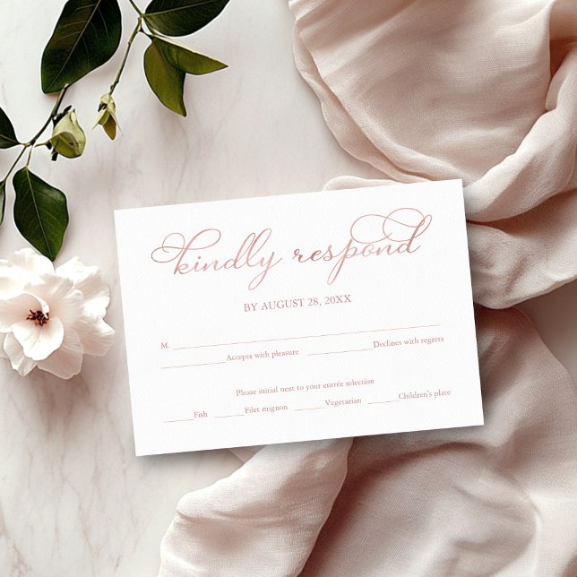 Delicate Rose Gold Foil Script Wedding RSVP Card (Creator Uploaded)