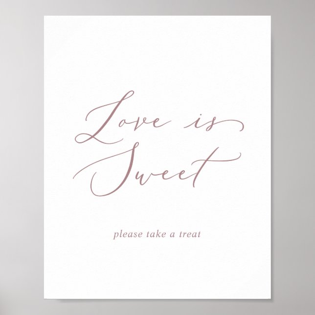 Delicate Rose Gold Love Is Sweet Wedding Sign (Front)