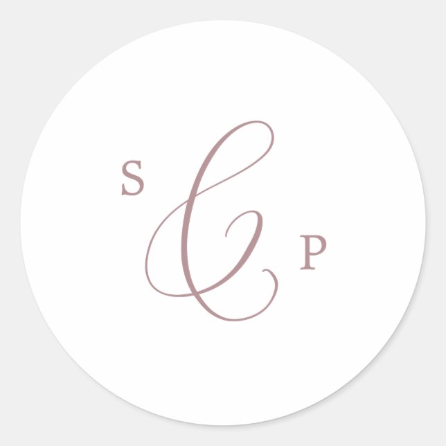 Delicate Rose Gold Monogram Wedding Envelope Seals (Front)