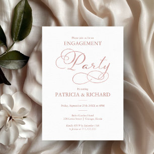 Delicate Rose Gold Script Engagement Party Invitation
