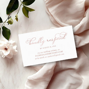 Delicate Rose Gold Script Wedding Online RSVP Business Card