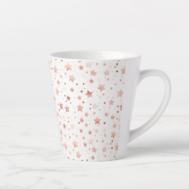 Delicate Rose Gold Stars Small Latte Mug (Right)