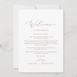 Delicate Rose Gold Welcome Letter & Itinerary
