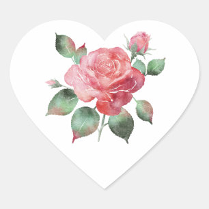 Delicate Rose Heart Sticker