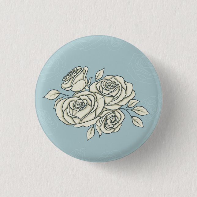 Delicate roses 1 inch round button (Front)