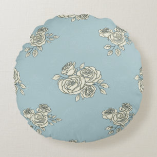 Delicate roses round pillow