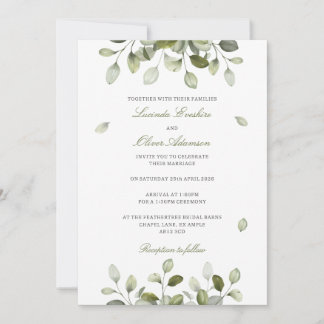 Delicate Sage Eucalyptus Wedding Invitation