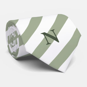 delicate sage stripes green monogram tie