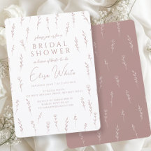Delicate Scattered Wildflowers Mauve Bridal Shower