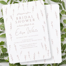 Delicate Scattered Wildflowers Mauve Bridal Shower