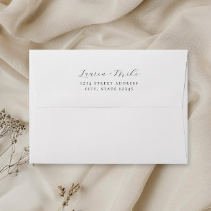 Delicate Script Colour Lined Wedding Return Addres Envelope