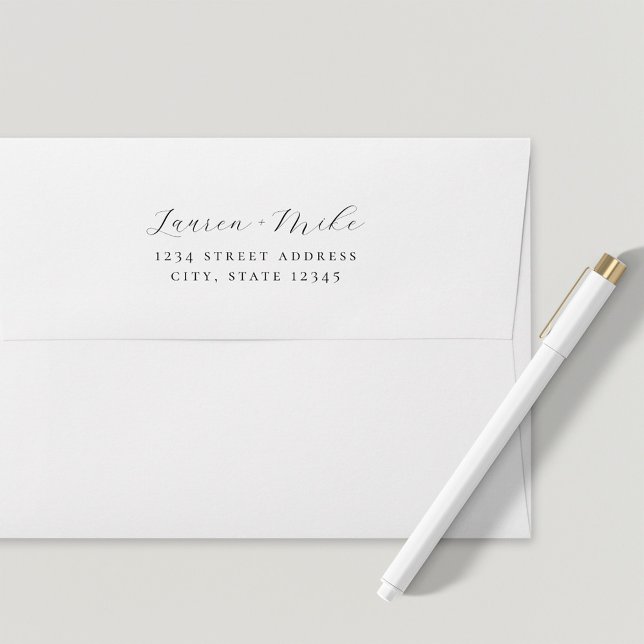 Delicate Script Colour Lined Wedding Return Addres Envelope (Creator Uploaded)