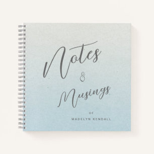 Delicate Script Gradient Blue Personalized Notebook