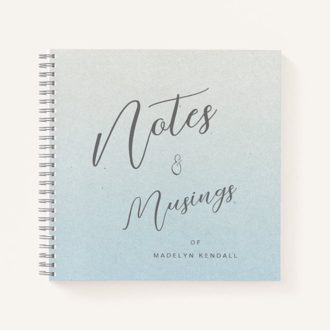 Delicate Script Gradient Blue Personalized Notebook (Front)