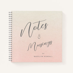 Delicate Script Gradient Peach Personalized  Notebook
