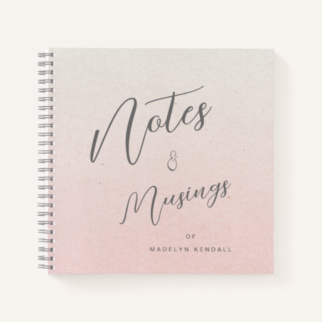 Delicate Script Gradient Pink Personalized Notebook (Front)