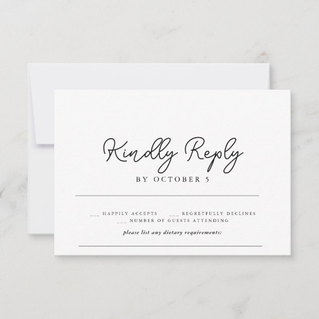 Delicate script modern elegant RSVP card (Front)