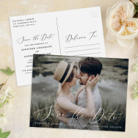 Delicate Script  Photo Wedding Save The Date
